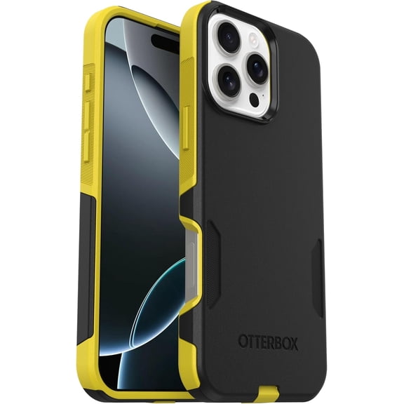 OtterBox iPhone 16 Pro Max (Only) - Commuter Series MagSafe Case - Night (Black & Yellow) - Built-in Magnets - Slim & Tough - Pocket-Friendly - with Port Protection - Non-Retail Packaging