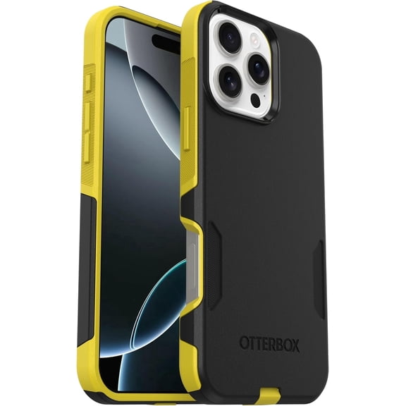 OtterBox iPhone 16 Pro Max (Only) - Commuter Series MagSafe Case - Night (Black & Yellow) - Built-in Magnets - Slim & Tough - Pocket-Friendly - with Port Protection - Non-Retail Packaging