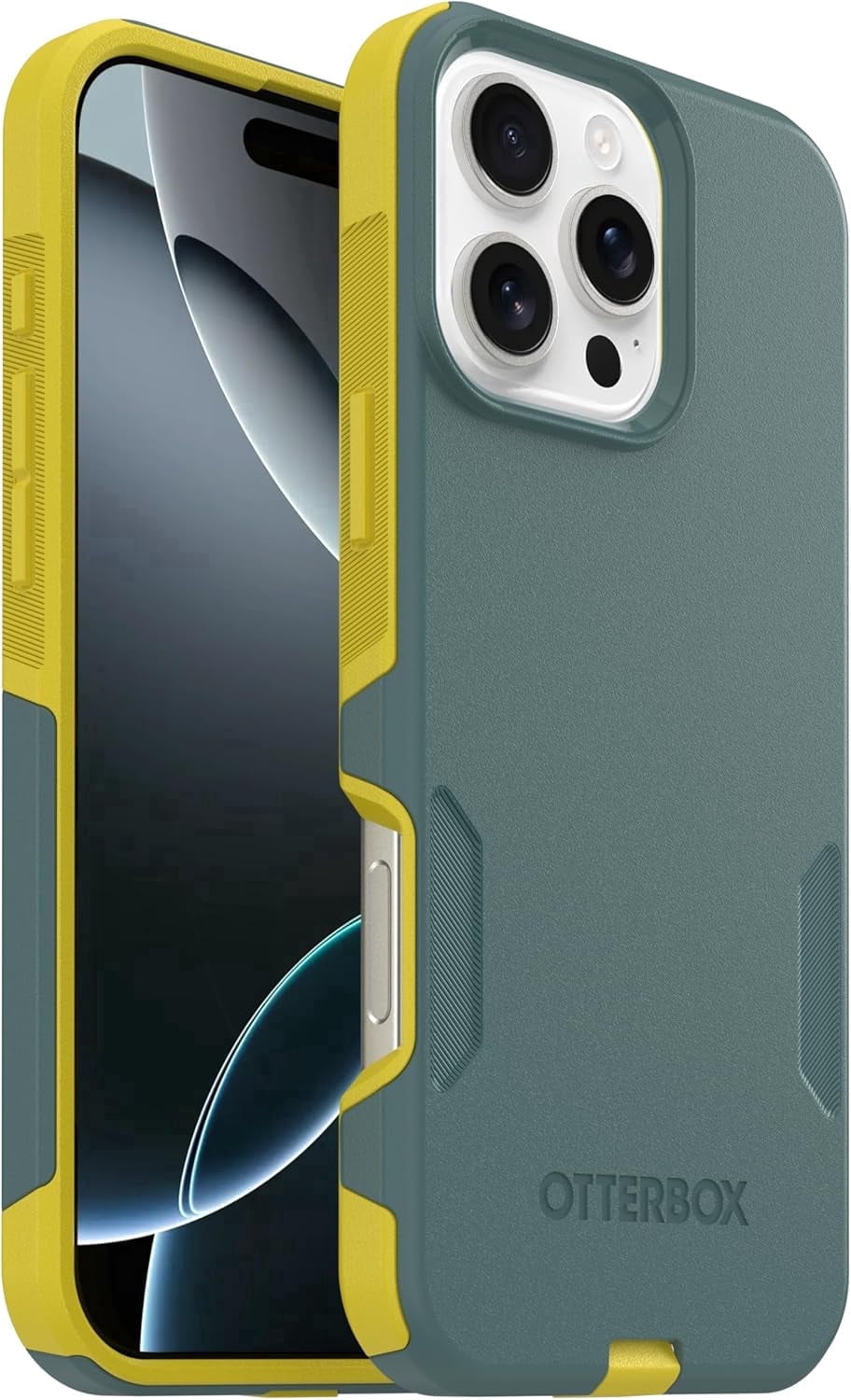 OtterBox iPhone 16 Pro Max (Only) - Commuter Series MagSafe Case - Ocean Sunrise (Green & Yellow) - Built-in Magnets - Slim & Tough - Pocket-Friendly - with Port Protection