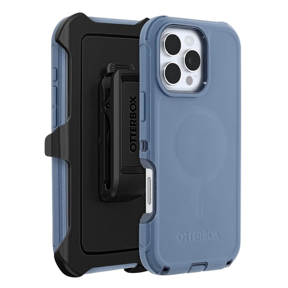OtterBox iPhone 16 Pro Max (Only) Defender Series MagSafe Case - Baby Blue Jeans (Blue) - Holster Clip Included - Built-in Magnets - Screenless - Rugged & Durable - with Port Protection - Non-Retail