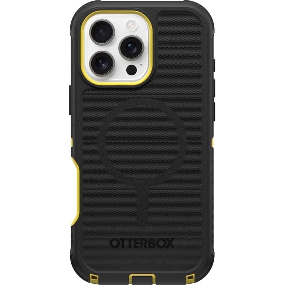 OtterBox iPhone 16 Pro Max (Only) - Defender Series MagSafe Case - Night (Black & Yellow) - Case Only - Built-in Magnets - Screenless - Rugged & Durable - with Port Protection