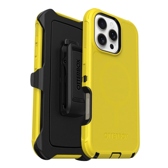 OtterBox iPhone 16 Pro Max (Only) - Defender Series MagSafe Case - Night Reverse (Yellow & Black) - Holster Clip Included - Built-in Magnets - Screenless - Rugged & Durable - with Port Protection