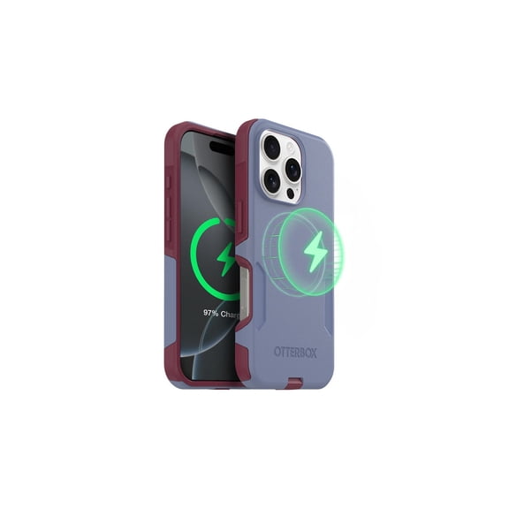 OtterBox iPhone 16 Pro Commuter Series MagSafe Case - Thin & Tough, Dual Layer with Port Protection and Built-In Anchors - Purple & Pink