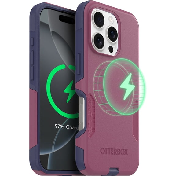 OtterBox Commuter MagSafe Case for iPhone 16 Pro – Berry Smooth – Slim, Shockproof, Dual Layer Drop Protection
