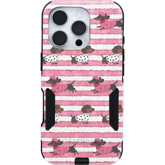 OtterBox iPhone 16 Pro (Only) – Commuter Series Case – Built-In MagSafe – Thin, Dual-Layer, Pocket-Friendly, Port Cover – Pet Lovers Dachshund Dog Design