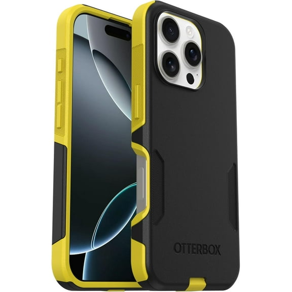 OtterBox iPhone 16 Pro (Only) - Commuter Series MagSafe Case - Night (Black & Yellow) - Built-in Magnets - Slim & Tough - Pocket-Friendly - with Port Protection - Non-Retail Packaging