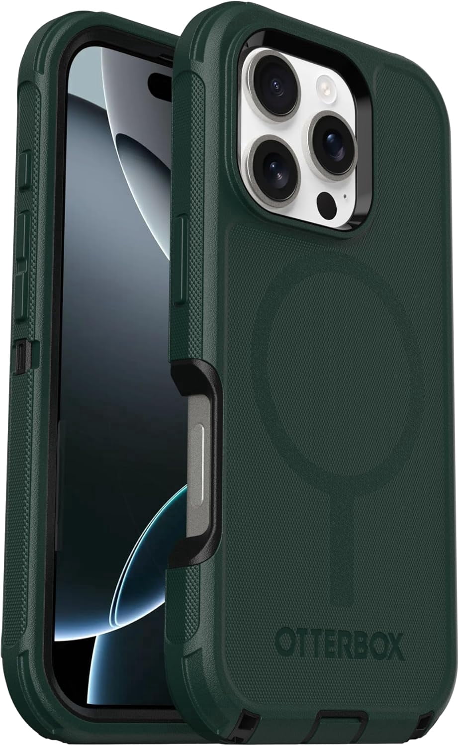 OtterBox iPhone 16 Pro (Only) Defender Series MagSafe Case - Cinder Cashew (Green & Black) - Case Only - Built-in Magnets - Screenless, Rugged & Durable, with Port Protection, Non-Retail Packaging