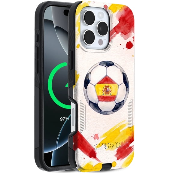 OtterBox Commuter Series iPhone 16 Pro Case, Shockproof MagSafe Compatible, Spain Soccer Design