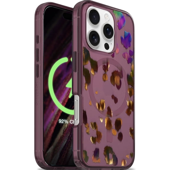 OtterBox iPhone 16 Pro - Symmetry MagSafe Case - Ultra-Thin - Raised Edges Protect Camera & Screen - Leopard Shift
