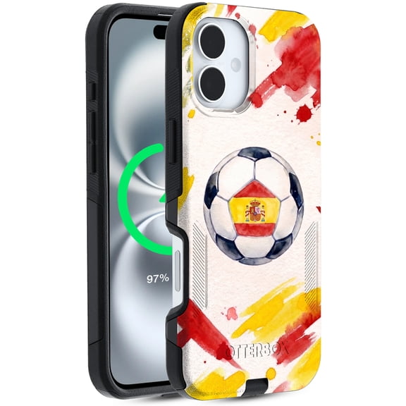OtterBox Commuter Series iPhone 16 Case, Shockproof MagSafe Compatible, Spain Soccer Design