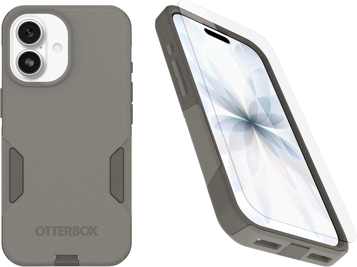 OtterBox iPhone 17 (Only) Bundle: Commuter Series MagSafe Case & Screen Protector - Grey Comfort (Beige) - Built-in magnets - Thin & Protective - with Port Protection - Non-Retail Packaging