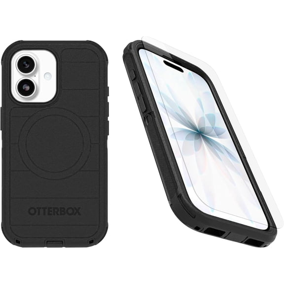 OtterBox iPhone 17 (Only) Bundle: Defender Series Case & Screen Protector - Black - Case Only - Snaps on MagSafe - Tough - Rugged & Durable - Non-Retail Packaging