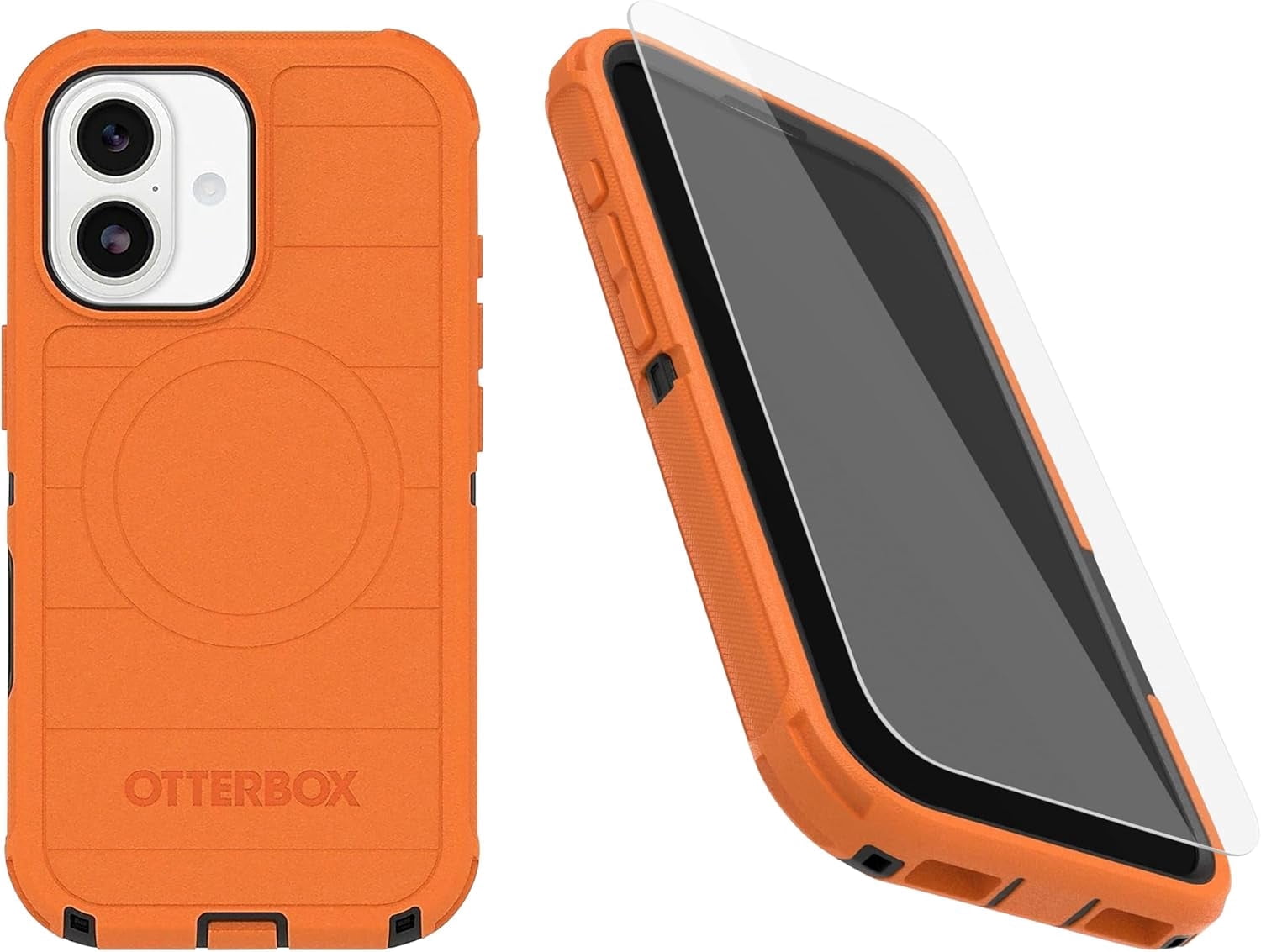 OtterBox iPhone 17 (Only) Bundle: Defender Series Case & Screen Protector - Blaze Orange - Case Only - Snaps on MagSafe - Tough - Rugged & Durable
