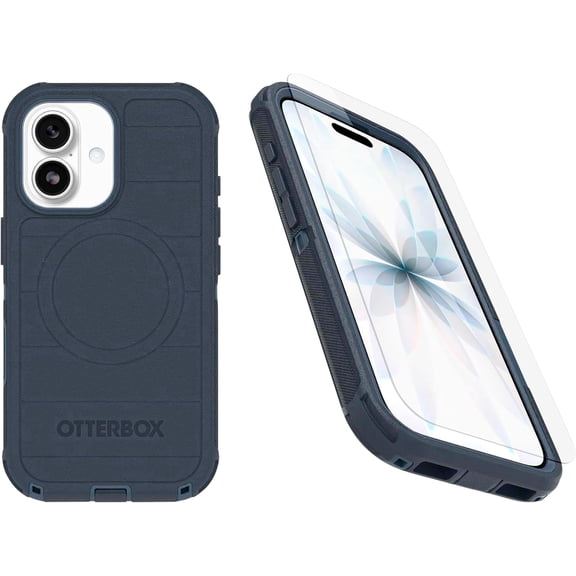 OtterBox iPhone 17 (Only) Bundle: Defender Series Case & Screen Protector - Blue Sentiment - Case Only - Snaps on MagSafe - Tough - Rugged & Durable - Non-Retail Packaging