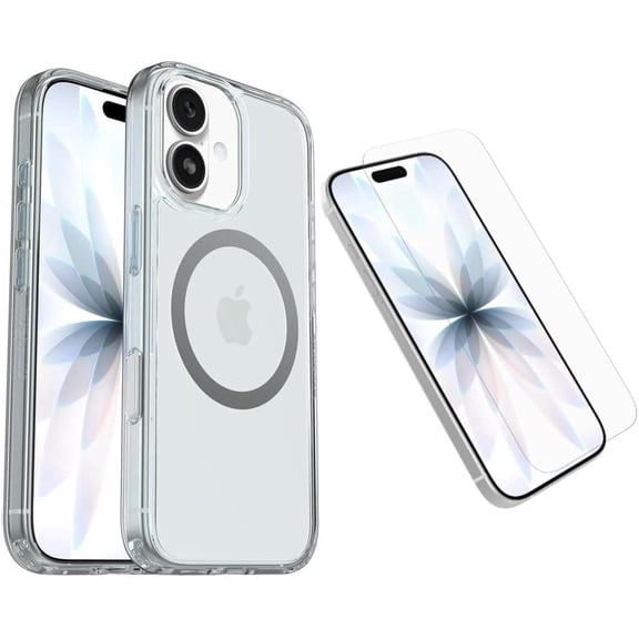 OtterBox iPhone 17 (Only) Bundle: Symmetry Clear Series+ Case & Screen Protector - Clear - Snaps to MagSafe - Ultra-Sleek - Raised Edges Protect Camera & Screen - Non-Retail Packaging