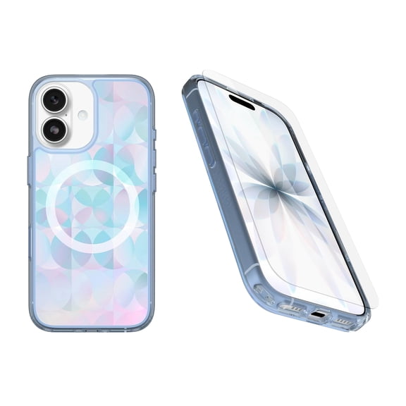 OtterBox iPhone 17 (Only) Bundle: Symmetry Series+ Case & Screen Protector, Opal Prism (Clear/Multicolor),Snaps to MagSafe - Ultra-Sleek, Raised Edges Protect Camera & Screen - Non-Retail Packaging