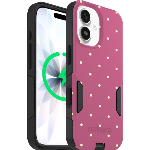 OtterBox iPhone 17 (Only) – Commuter Series Case – Built-In MagSafe – Thin, Dual-Layer, Pocket-Friendly, Port Cover – Muave Polka Dots