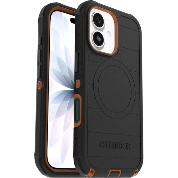 OtterBox iPhone 17 (Only) - Defender Series Case - Black Chateau (Black & Orange) - Case Only - Snaps on MagSafe - Tough - Rugged & Durable - Non-Retail Packaging