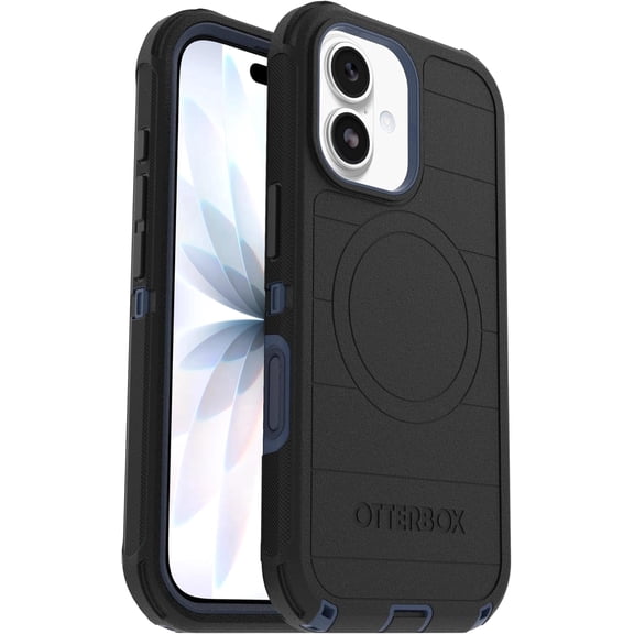 OtterBox iPhone 17 (Only) - Defender Series Case - Black Shadow (Black & Blue) - Case Only - Snaps on MagSafe - Tough - Rugged & Durable - Non-Retail Packaging