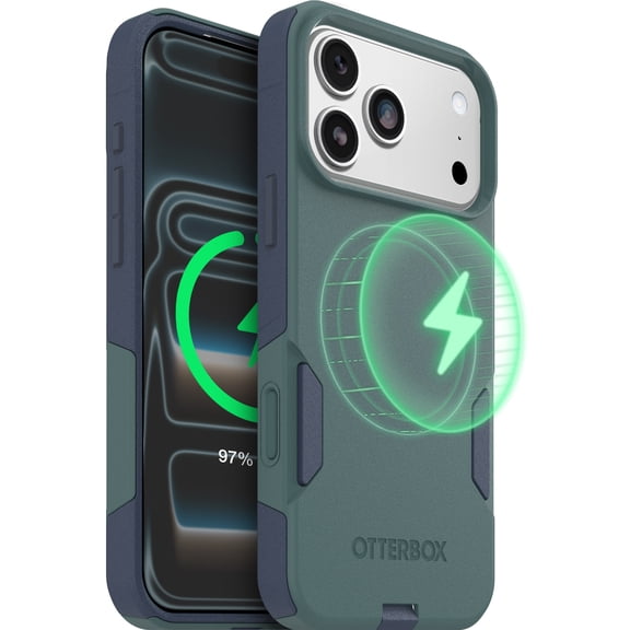 OtterBox iPhone 17 Pro Max (Only) – Commuter Series Case – Built-In MagSafe – Thin, Dual-Layer, Pocket-Friendly, Port Cover – Saltwater Breeze (Sage/Blue)