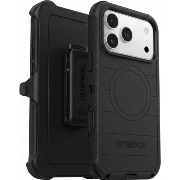 OtterBox iPhone 17 Pro Max (Only) - Defender Series Case - Black - Includes Holster Clip Kickstand - Snaps on MagSafe - Tough - Rugged & Durable