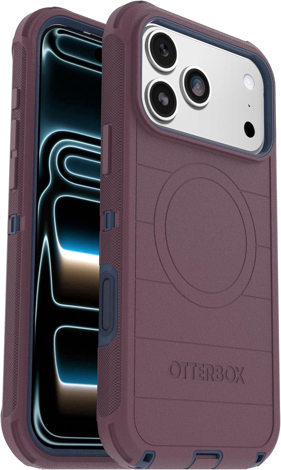 OtterBox iPhone 17 Pro Max (Only) - Defender Series Case - Tulipwood Glow (Purple & Blue) - Snaps on MagSafe - Tough - Rugged & Durable