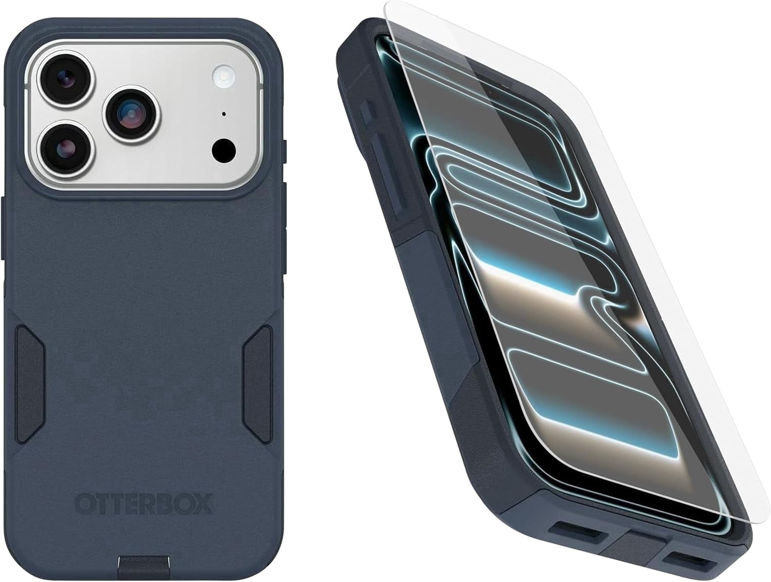 OtterBox iPhone 17 Pro (Only) Bundle: Commuter Series MagSafe Case & Screen Protector - Blue Sentiment - Built-in magnets - Thin & Protective - with Port Protection - Non-Retail Packaging