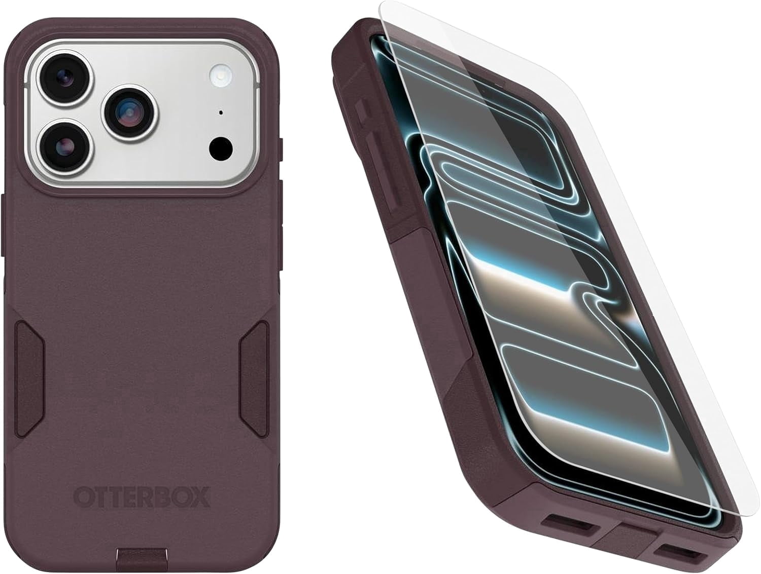 OtterBox iPhone 17 Pro (Only) Bundle: Commuter Series MagSafe Case & Screen Protector - Purple Mystery - Built-in magnets - Thin & Protective - with Port Protection - Non-Retail Packaging