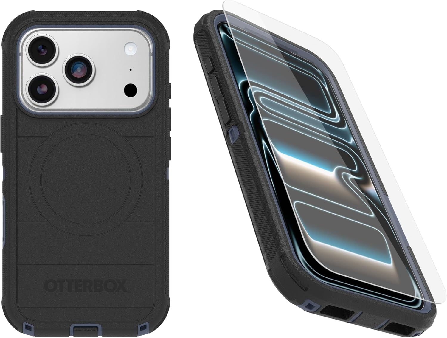 OtterBox iPhone 17 Pro (Only) Bundle: Defender Series Case & Screen Protector - Black - Case Only - Snaps on MagSafe - Tough - Rugged & Durable - Non-Retail Packaging