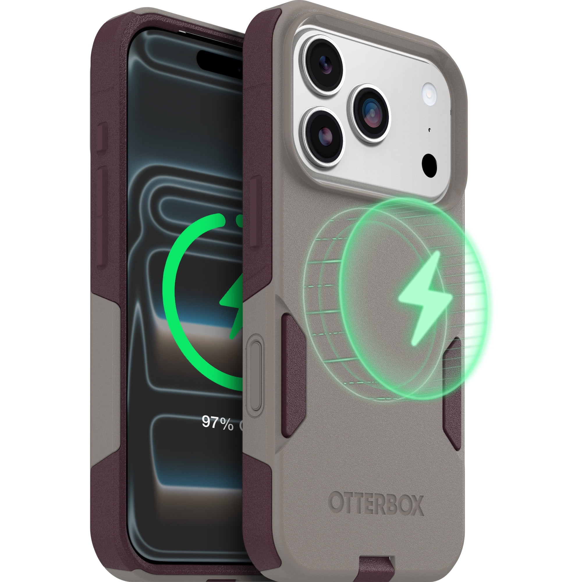 OtterBox iPhone 17 Pro (Only) – Commuter Series Case – Built-In MagSafe – Thin, Dual-Layer, Pocket-Friendly, Port Cover – 50 Shades of Kinda Purple