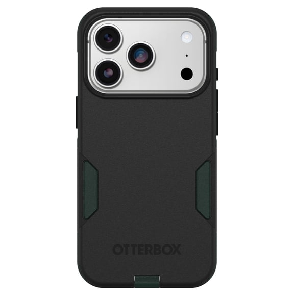 OtterBox iPhone 17 Pro (Only) – Commuter Series Case – Built-In MagSafe – Thin, Dual-Layer, Pocket-Friendly, Port Cover – Forest Night (Black/Green)
