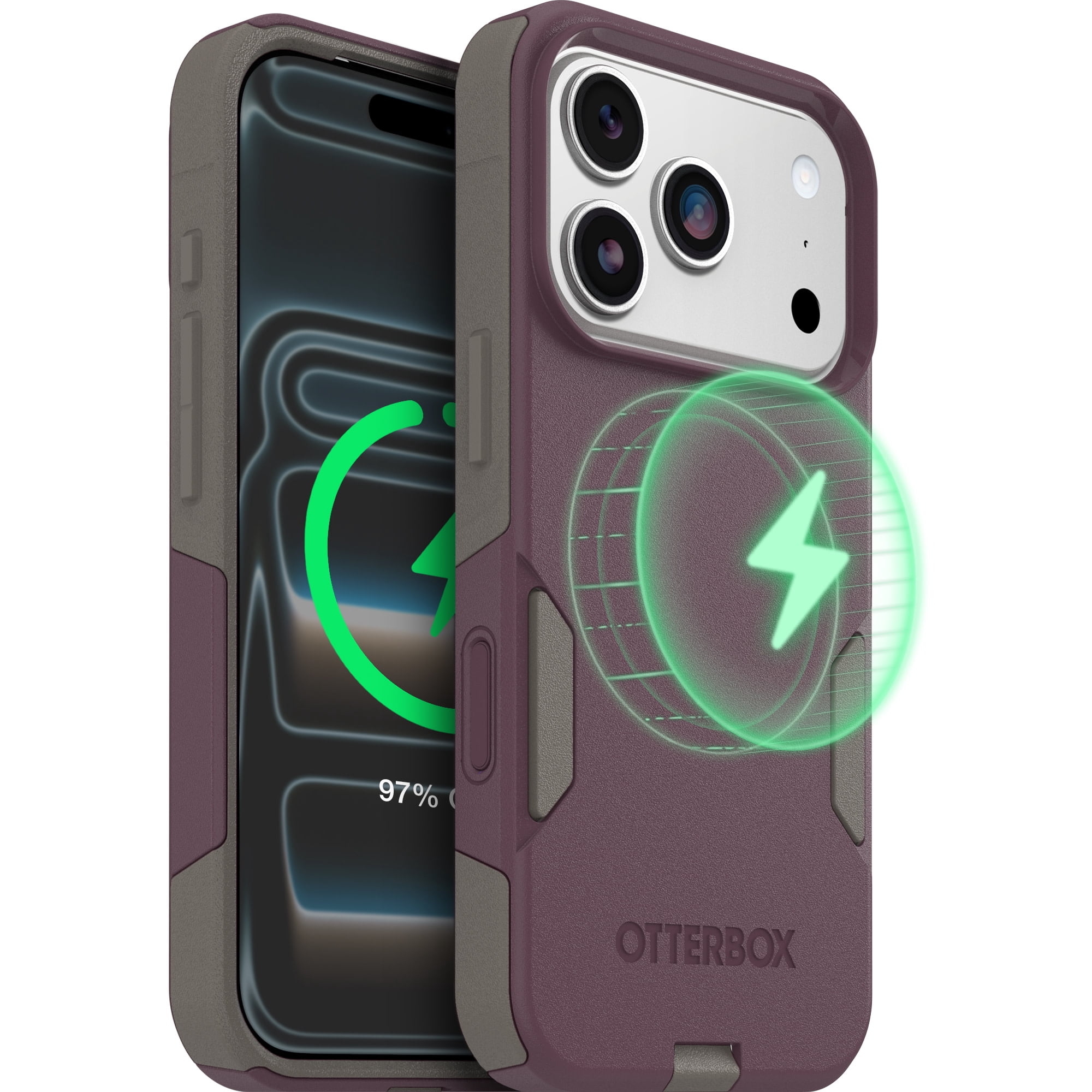 OtterBox iPhone 17 Pro (Only) – Commuter Series Case – Built-In MagSafe – Thin, Dual-Layer, Pocket-Friendly, Port Cover – Purple-ish on Purpose