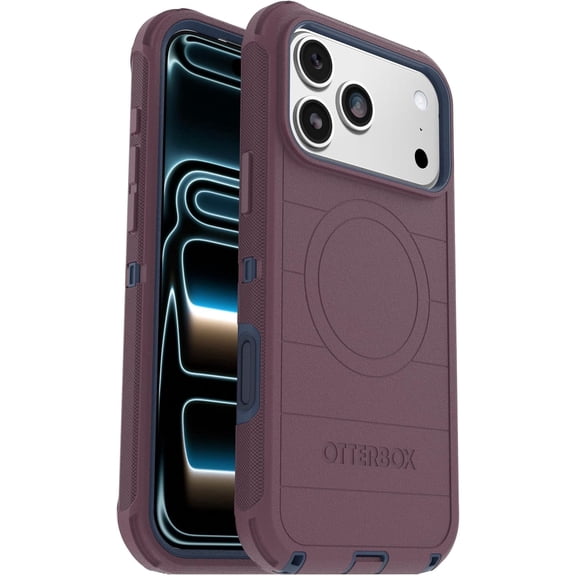 OtterBox iPhone 17 Pro (Only) - Defender Series Case - Tulipwood Glow (Purple & Blue) - Snaps on MagSafe - Tough - Rugged & Durable