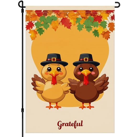 Thanksgiving Garden Flags for Outdoor Turkey Happy Thanskgiving Garden Flags Cute Cartoon Thanksgiving Day Camper Decorations - for Outdoor House Lawn Home Patio 28x40inch