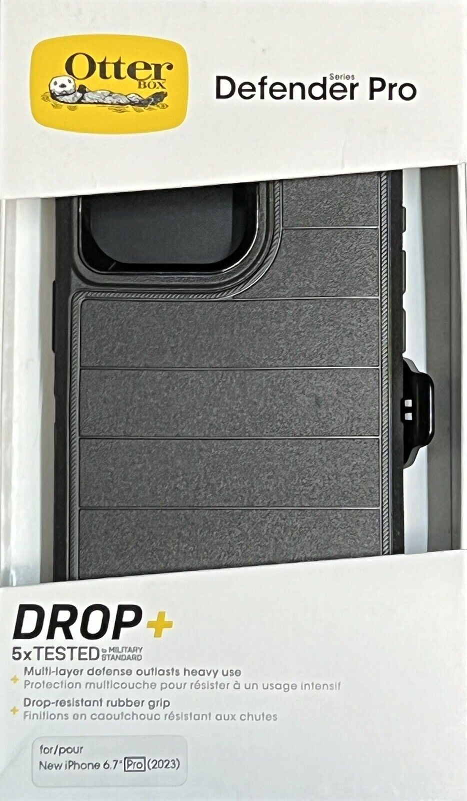 Otterbox Defender Series Case With Holster Belt Clip For iPhone 15 Pro Max-Black
