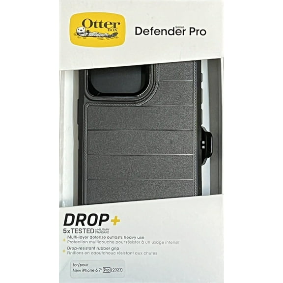 Otterbox Defender Series Case With Holster Belt Clip For iPhone 15 Pro Max-Black