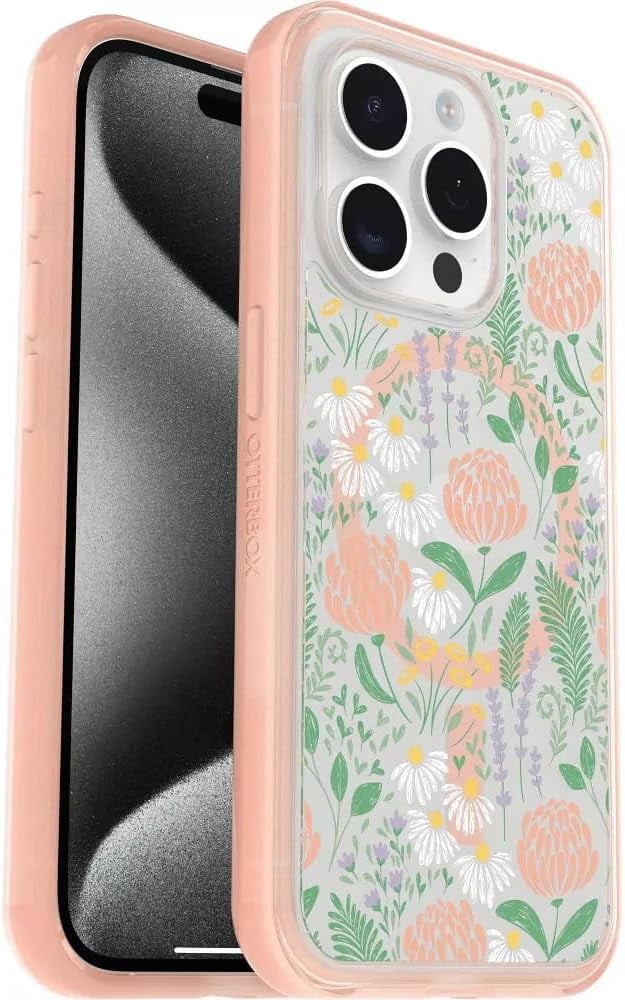 Otterbox Symmetry Series+ Case With MagSafe for iPhone 15 Pro Max, Peachy Bloom