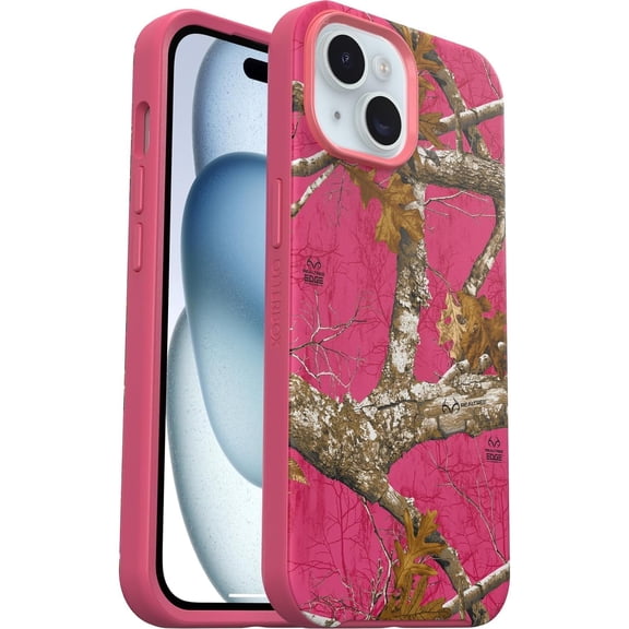 OtterBox Symmetry Series+ Case With MagSafe for iPhone 15, iPhone 14, and iPhone 13, Realtree Flamingo