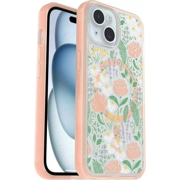 Otterbox Symmetry Series+ Case for iPhone 15, iPhone 14, and iPhone 13, Peachy Bloom