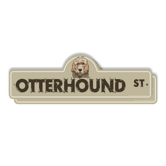 Otterhound (2 Pack) Plastic Street Sign - 7 Inch X 20 Inch Gift Dog Breed Pet Loyal Family Rustic Animal Friendly Nature House Decor
