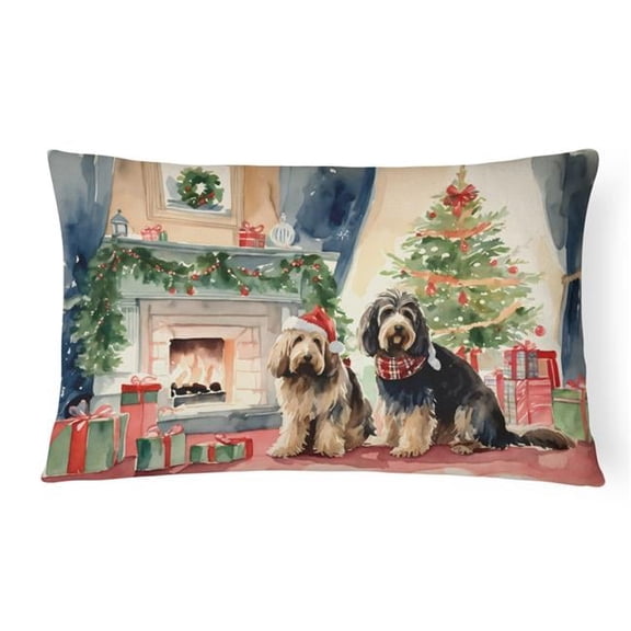 Otterhound Cozy Christmas Throw Pillow 12 in x 16 in