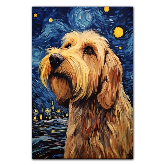 Otterhound Dog Art Canvas, Starry Night Van Gogh Oil Painting Art Print Poster Wall Decor Inspired Pomeranian Dog Pet Family Friend Peace