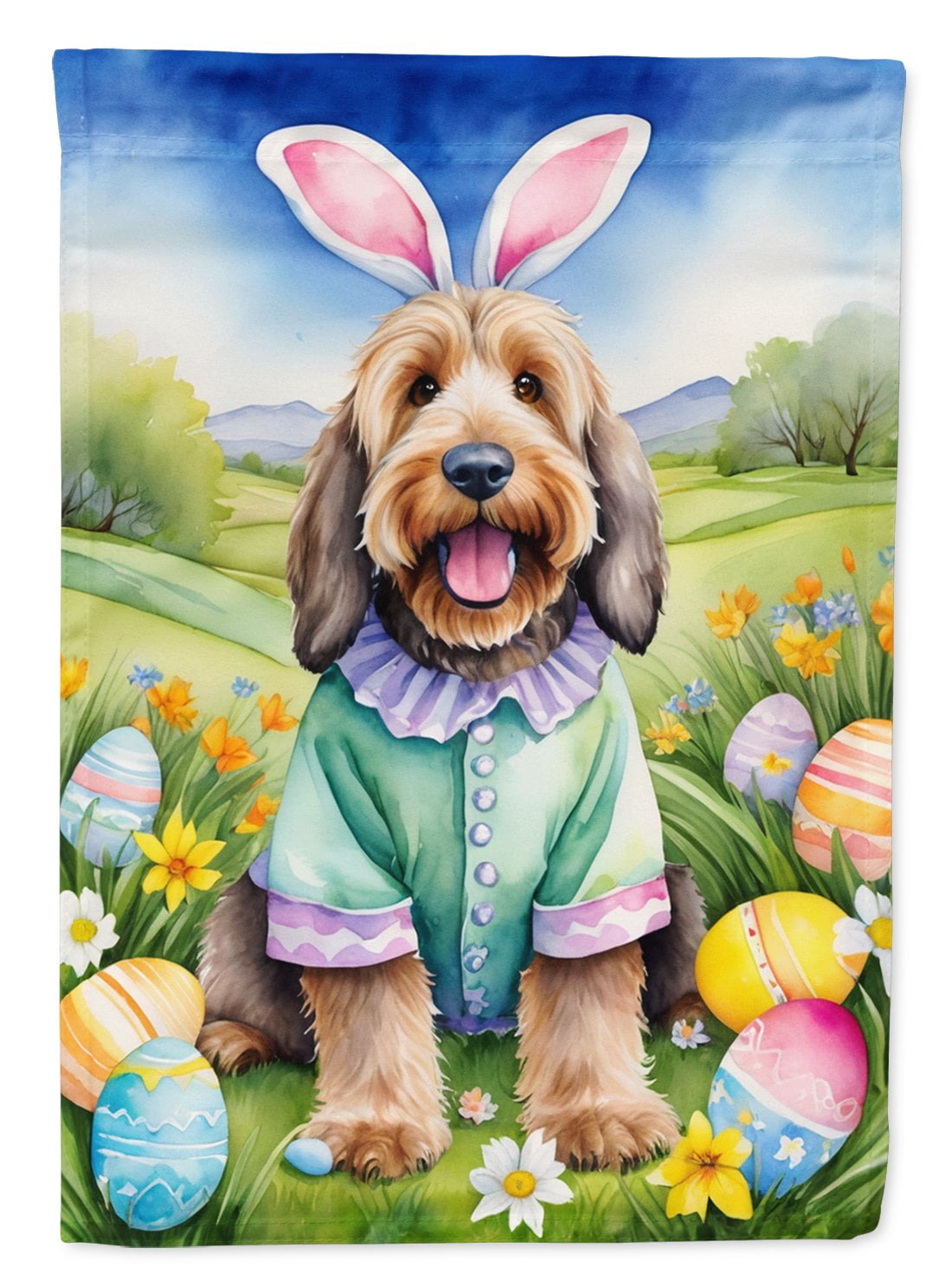 Otterhound Easter Egg Hunt House Flag 28 in x 40 in