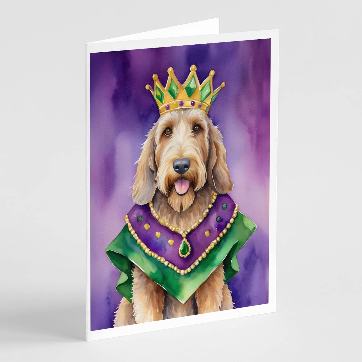 Otterhound King of Mardi Gras Greeting Cards Pack of 8 7 in x 5 in