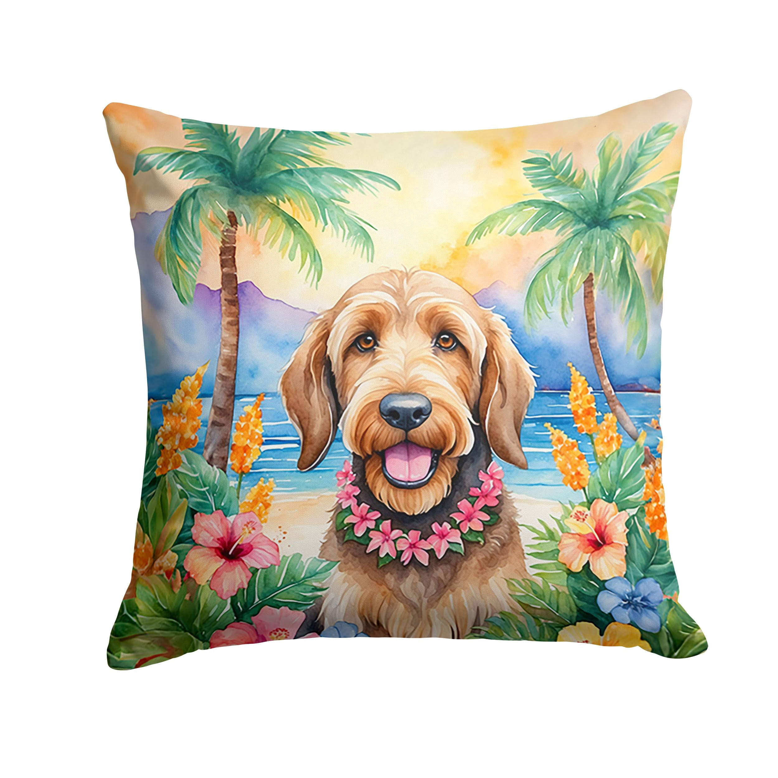 Otterhound Luau Throw Pillow 14 in x 14 in