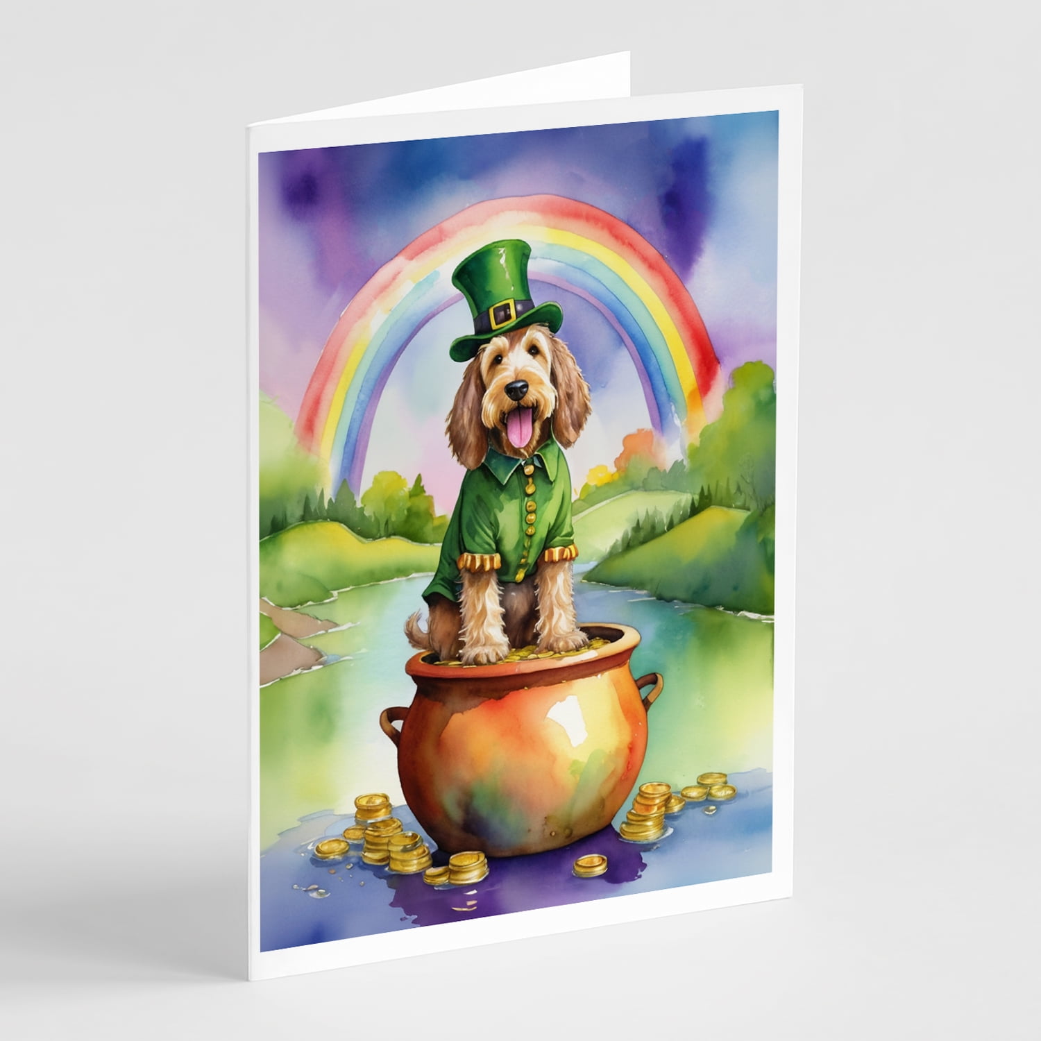 Otterhound St Patrick's Day Greeting Cards Pack of 8 7 in x 5 in
