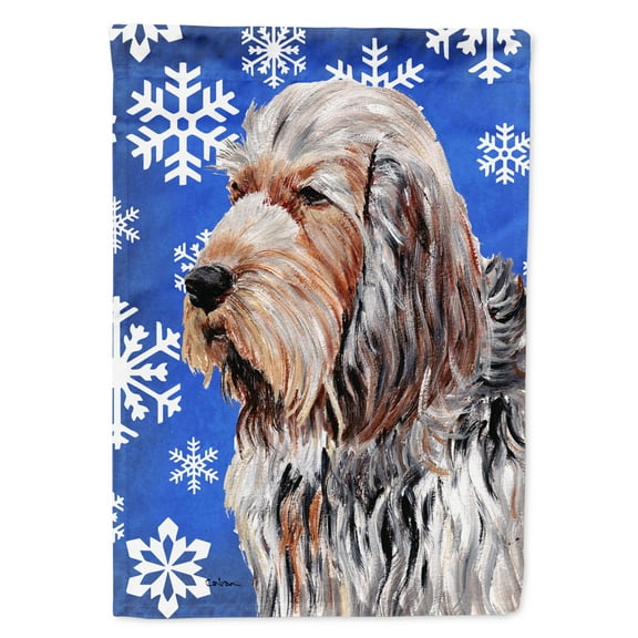 Otterhound Winter Snowflakes House Flag