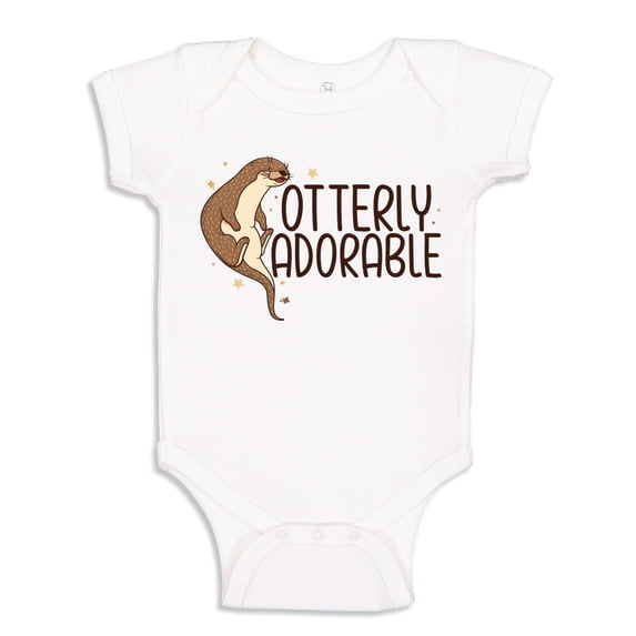Otterly Adorable Baby Bodysuit One Piece 12 mo White