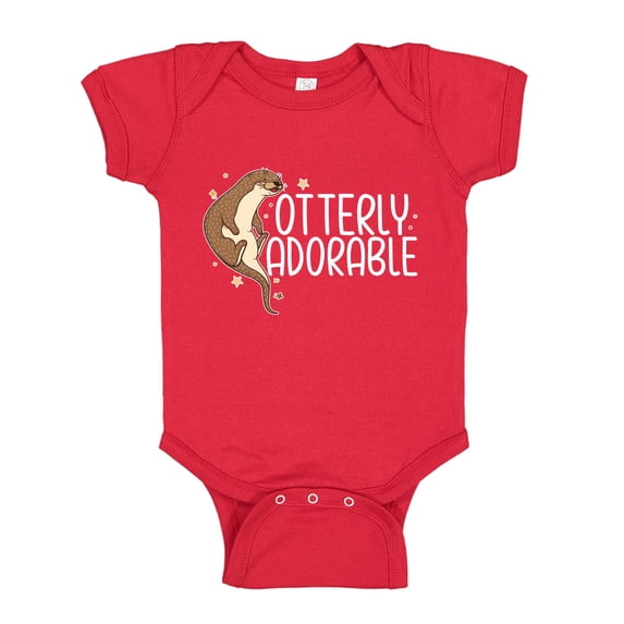 Otterly Adorable Baby Bodysuit One Piece NB Red