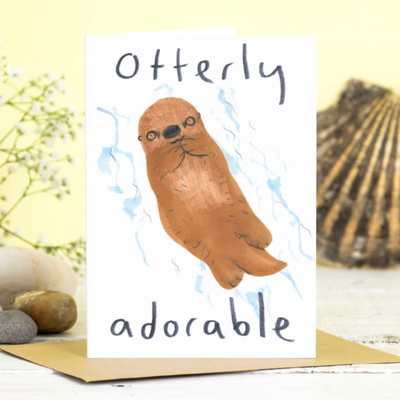 Otterly Adorable Greeting Card – Cute Sea Otter Design with Blank Inside – Perfect for Any Occasion – Includes Envelope